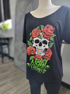 Skull & Rose Slouch Tee